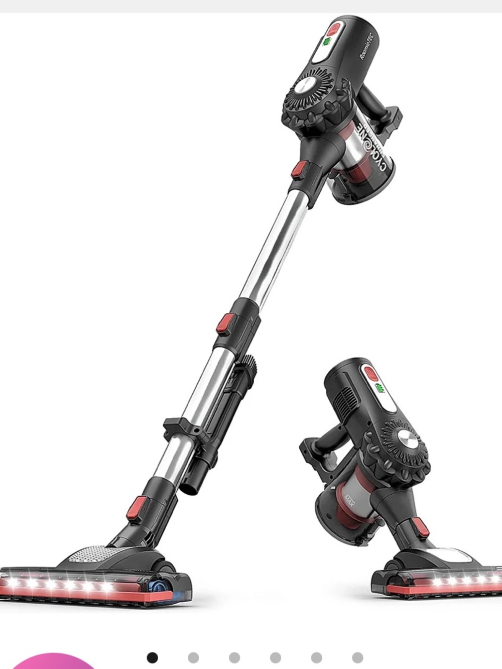ROOMIE 'DYLON' Cordless Stick Vacuum - Black with Red Accent NIB